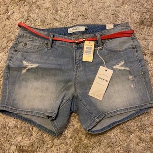Torrid Denim Shorts w Pink Belt Sz 12